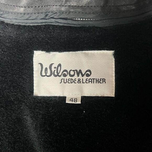 Wilsons Men Black Leather Bomber Biker Jacket Insulated Zip Out lining Size 48 - Picture 7 of 10